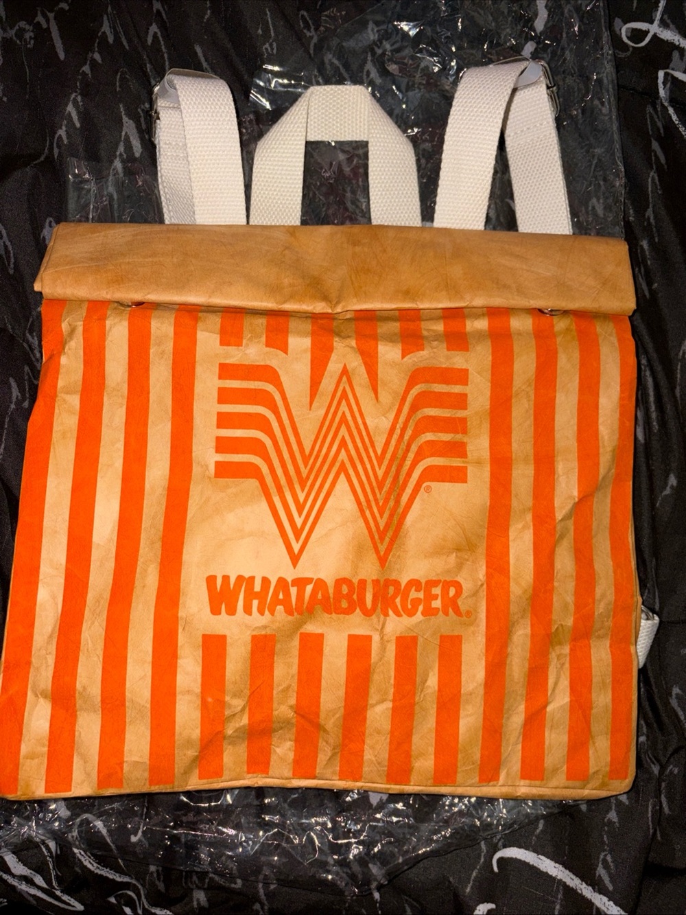 Whataburger Orange & Tan Logo Backpack with White Straps